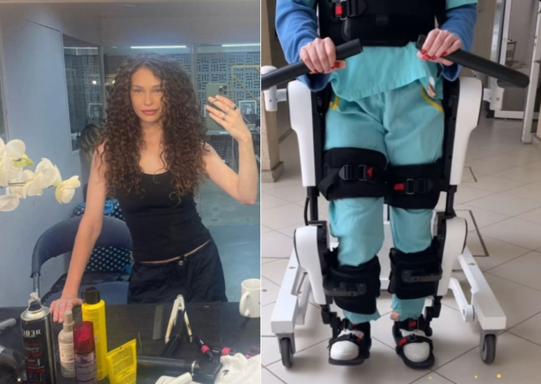 Maidê Mahl surge nas redes andando com a ajuda de aparelhos em sessão de fisioterapia