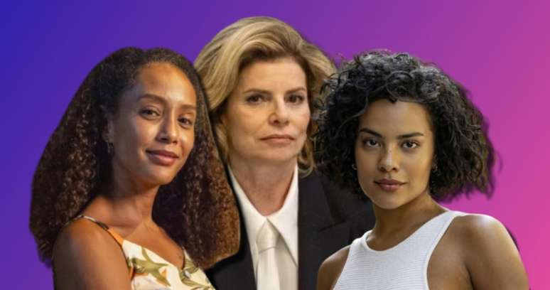 Raquel (Taís Araújo), Odete (Débora Bloch) e Fátima (Bella Campos), personagens principais da novela das 21h da Globo