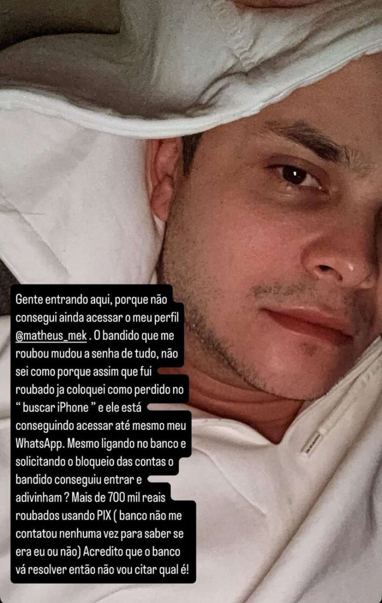 O sertanejo Matheus desabafa sobre o assalto que sofreu na Marginal Pinheiros, em S&atilde;o Paulo