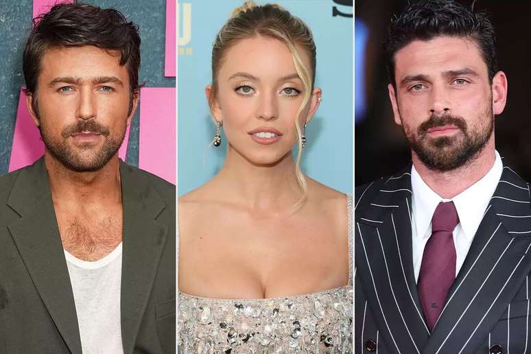 Brandon Sklenar, Sydney Sweeney e Michele Morrone | John Nacion/Variedade via Getty; Dia Dipasupil/Getty; Daniele Venturelli/WireImage (People)