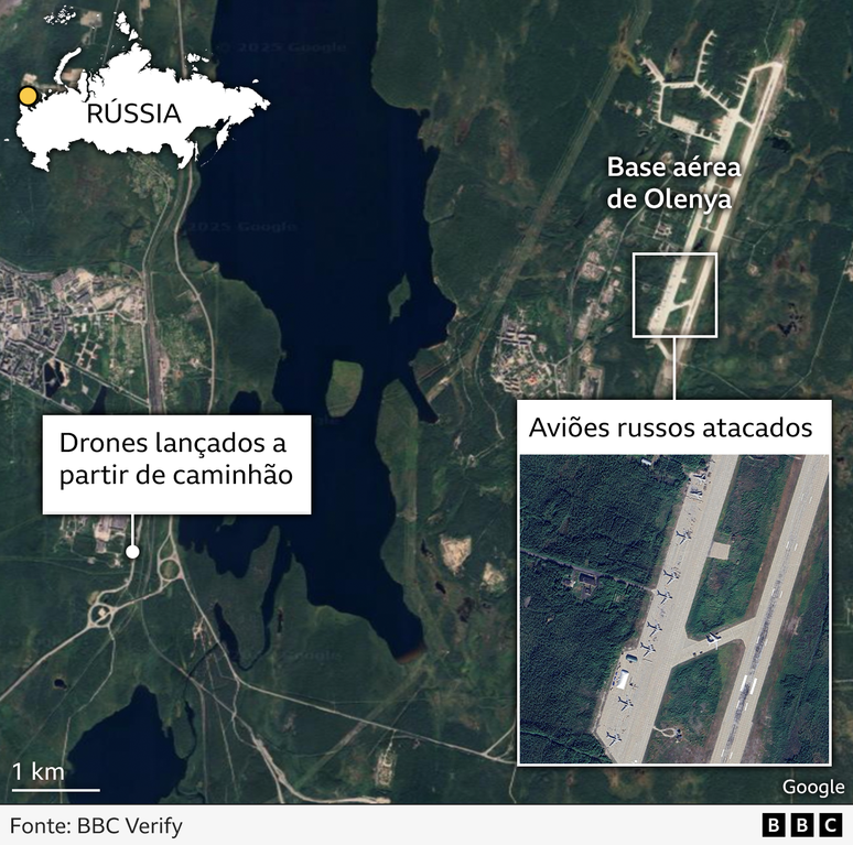 Mapa da base a&eacute;rea de Olenya