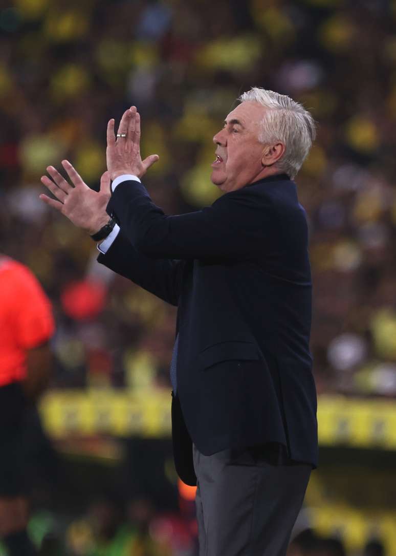 Ancelotti at his debut with the Brazilian team on June 5, 2025, against Ecuador