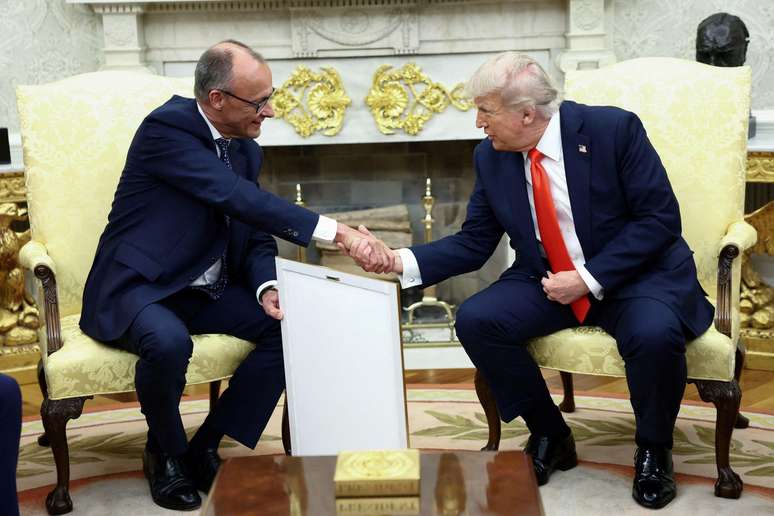 Trump comentou sobre suas rela&ccedil;&otilde;es com Elon Musk durante a visita &agrave; Casa Branca do chanceler alem&atilde;o, Friedrich Merz.