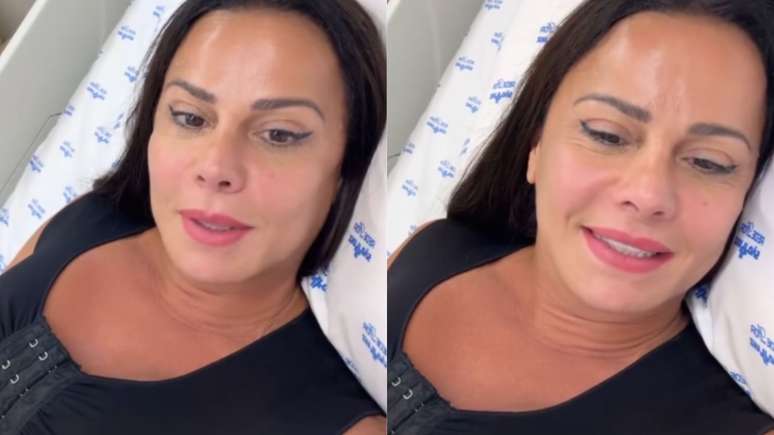 Viviane Ara&uacute;jo surge no hospital e revela estado de sa&uacute;de