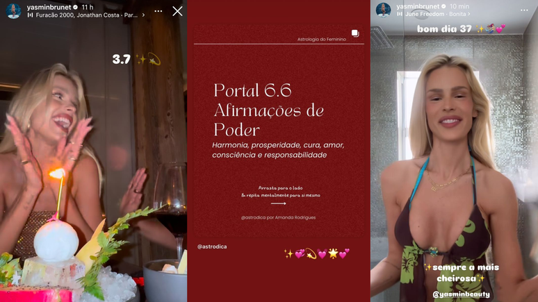 Stories de anivers&aacute;rio de Yasmin Brunet
