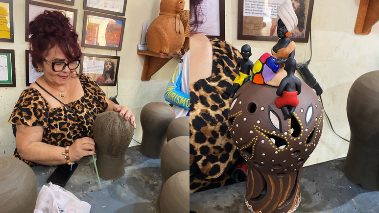 Todas inspiradas na cultura local, africana, cuja hist&oacute;ria ela tem paix&atilde;o, ou em sua pr&oacute;pria trajet&oacute;ria. Um exemplo, &eacute; a &ldquo;M&atilde;e de Leite&rdquo;.