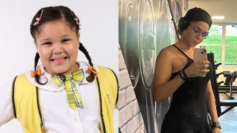 The former Carrossel, Aysha Benelli, impresses with the strength of his body after losing 40 kg and confronts a refrigerator