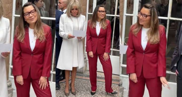 Janja da Silva ao lado de Brigitte Macron em Paris