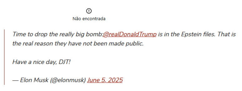 A publica&ccedil;&atilde;o n&atilde;o se encontra mais dispon&iacute;vel no X