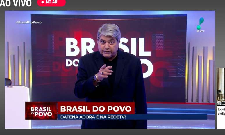 Sem camisa nem gravata, Datena pareceu à vontade no novo telejornal