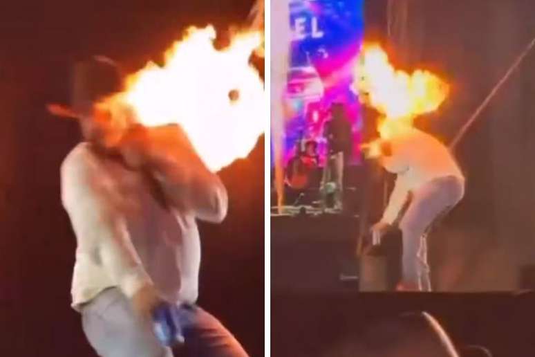 L&eacute;o Oliveira foi atingido por m&aacute;quina de fogo enquanto se apresentava em Pontal (SP)