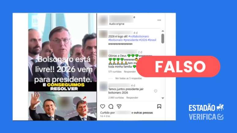 É falso que Bolsonaro tenha feito pronunciamento para anunciar candidatura em 2026