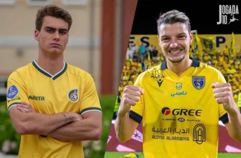 Fotos: Divulgação/Fortuna Sittard e Divulgação/Al Taawoun - Legenda: Rodrigo Guth (esquerda) e Andrei Girotto (direita) são alternativas para reforçar a zaga do Grêmio