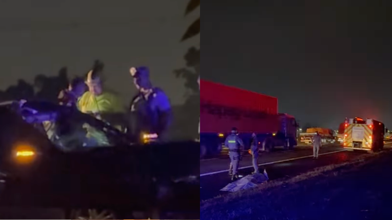 The man invades the highway with a piece of iron and causes a serious accident with two dead