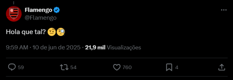 Flamengo respondeu ao Chelsea-ING na rede social 'X'