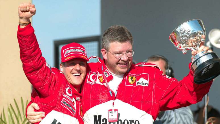 Schumacher junto com Ross Brawn nos tempos de Ferrari