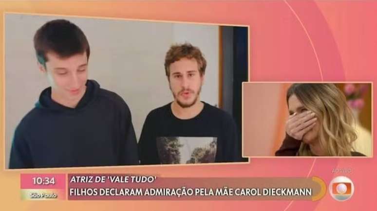 Carolina Dieckmann is enthusiastic about receiving a message from her children on the Globo program: “Empty Nest”