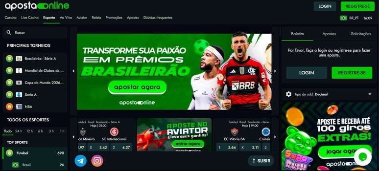 Variedade na seção de apostas esportivas é capaz de agradar