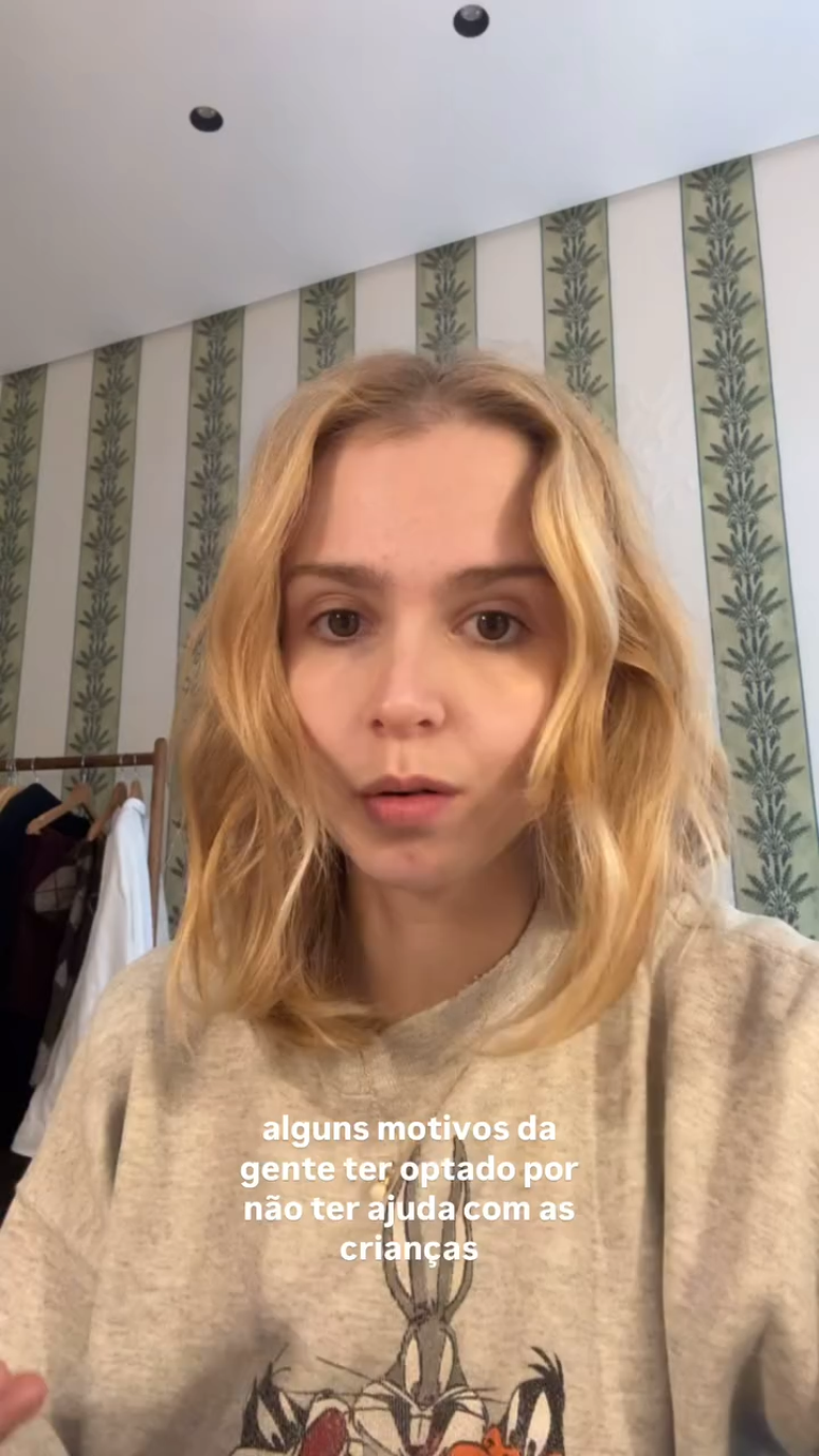 Isabella Scherer em vídeo publicado nas redes sociais sobre babás para seus filhos
