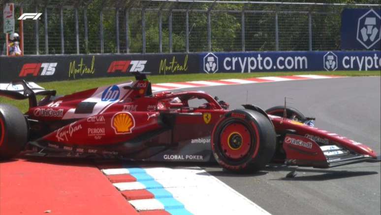 Charles Leclerc bate o carro durante o treino livre 1 no Canadá