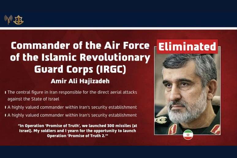 O pa&iacute;s anunciou a morte de Amir Ali Hajizadeh nas redes sociais nesta sexta-feira