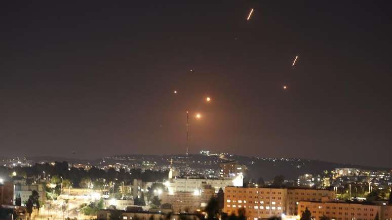 Missiles launched by Iran seen on Jerusalem Missiles launched by Iran seen on Jerusalem