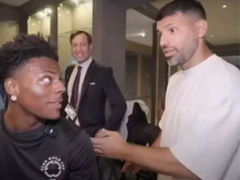 Sergio Aguero provoca Cristiano Ronaldo em live com Speed (Foto: Reprodução)