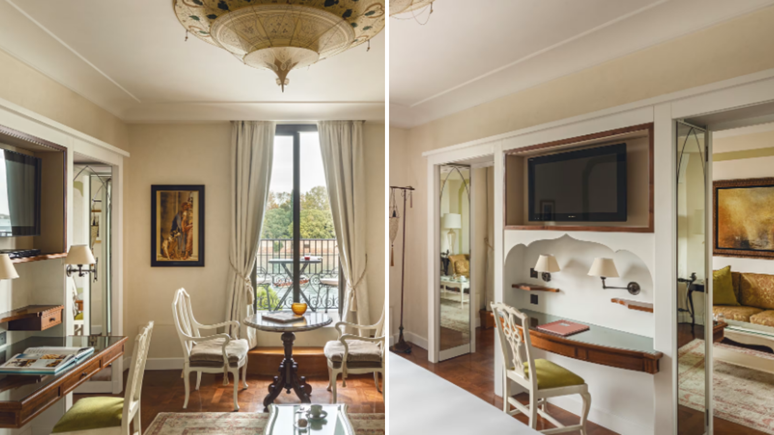 The room chosen by the couple was Palazzo Vendramin Suite, overlooking the hotel pool. 