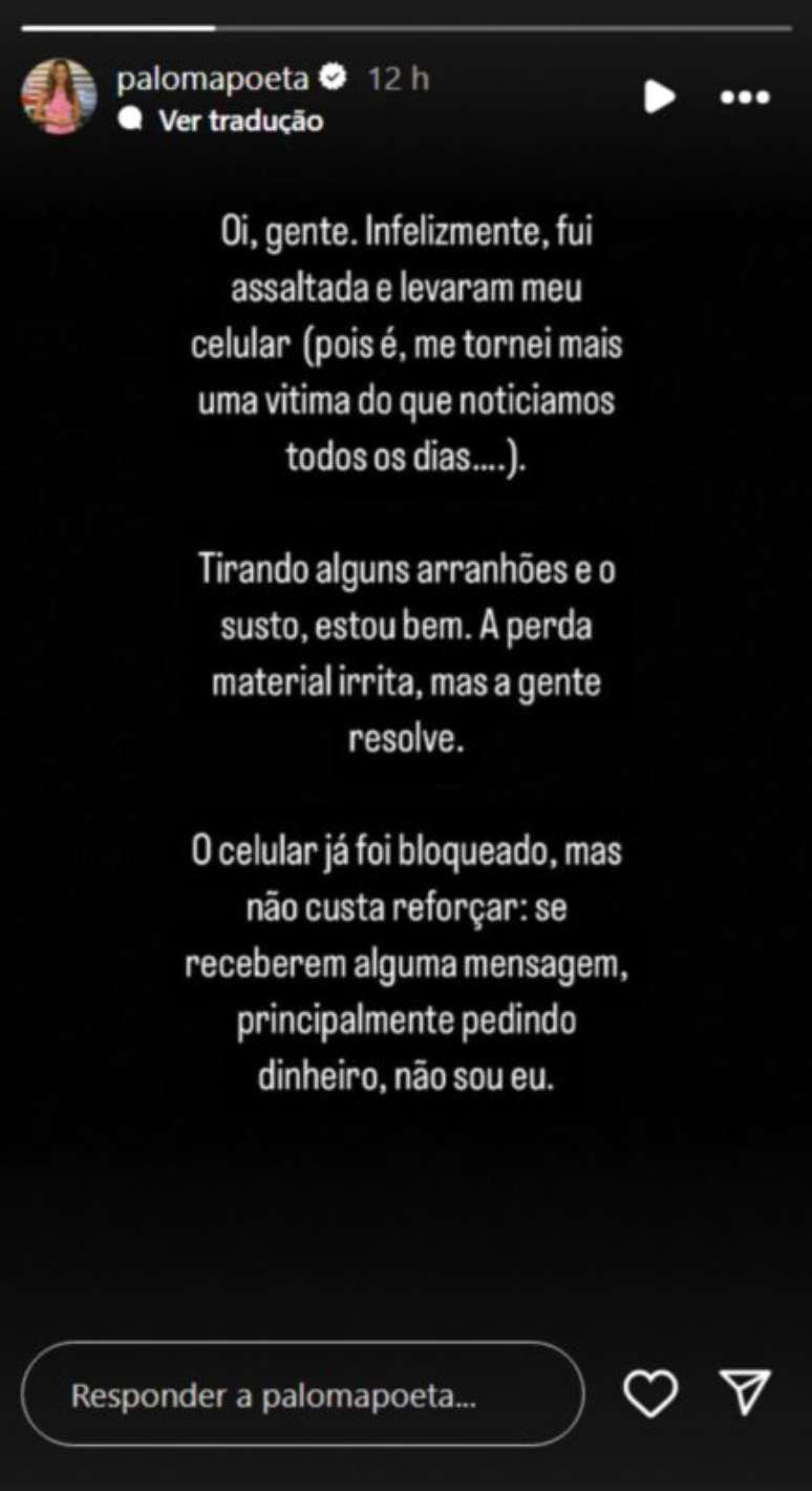 Stories da jornalista Paloma Poeta