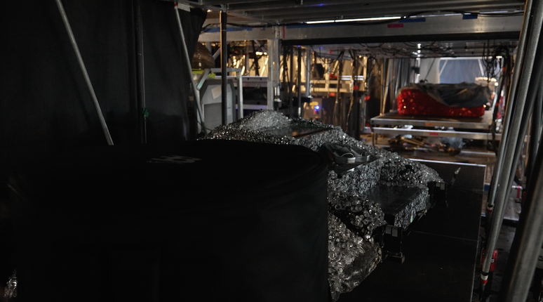 All costumes are stored on stage and are placed in elevators at different times of the show All costumes are stored on stage and are placed in elevators at different times of the show