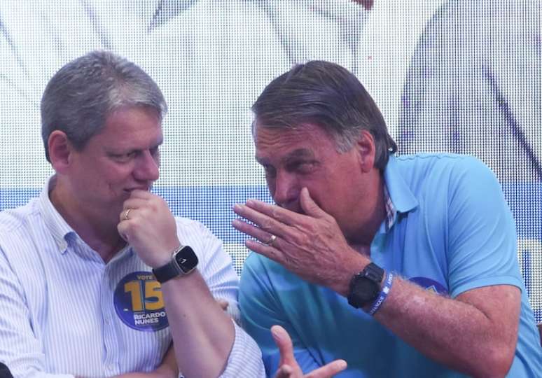 O ex-presidente Jair Bolsonaro (PL) e o Governador Tarcisio de Freitas (Republicanos)