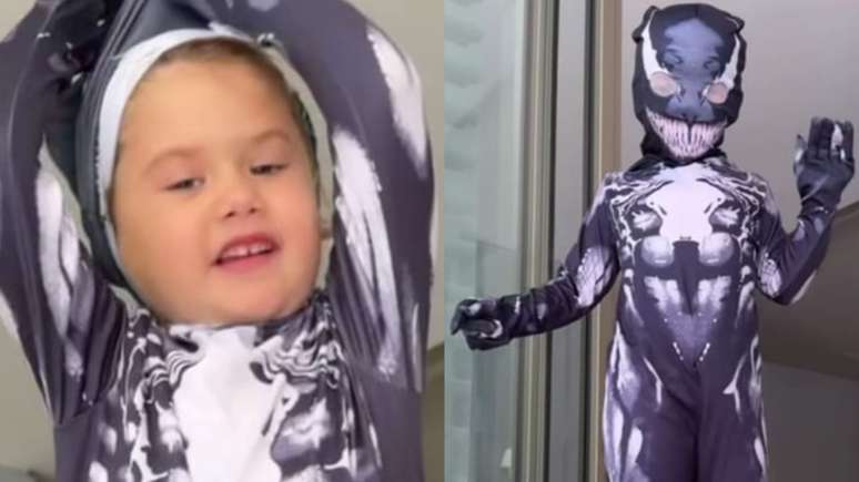 Maria Alice com a roupa do Venom
