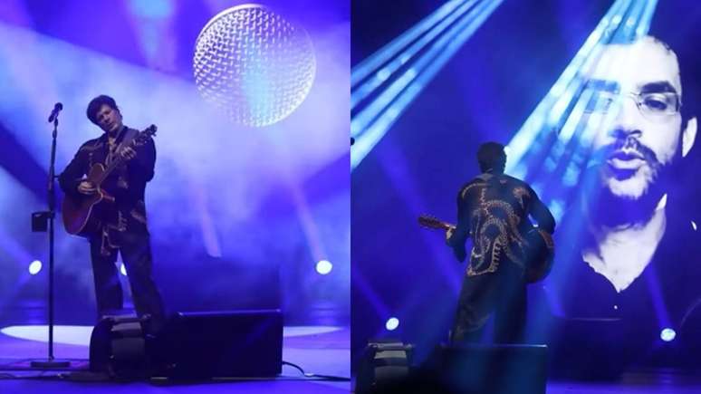 Paulo Ricardo e imagem de Renato Russo