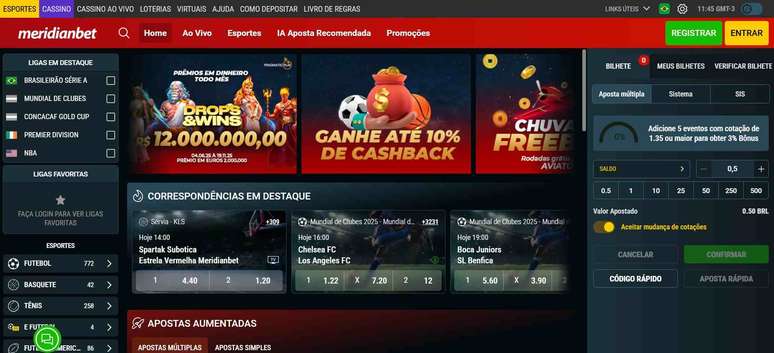 Site da Meridianbet é fácil de utilizar