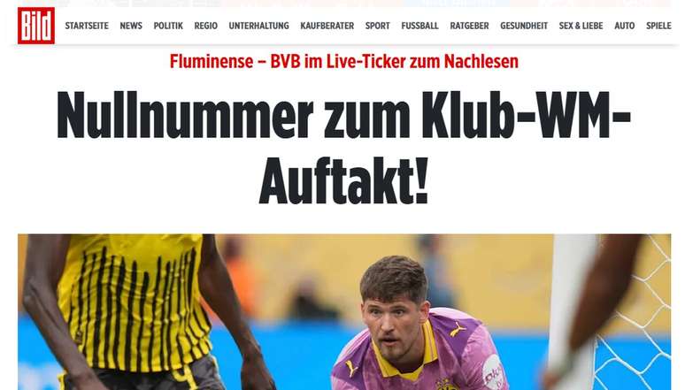 ‘Placar zerado na estreia do Mundial de Clubes’, diz o alemão Bild sobre Fluminense x BVB –