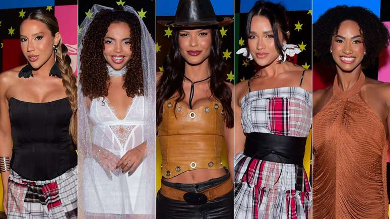 Montagem de fotos de Renata, Pitel, Vit&oacute;ria Strada, Eva e Aline, ex-BBBs convidadas para festa de Juliette