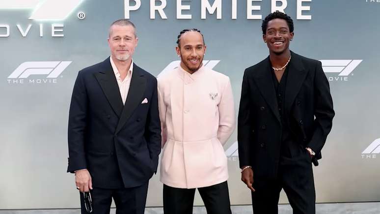 Brad Pitt, Lewis Hamilton e Damson Idris em Nova York 