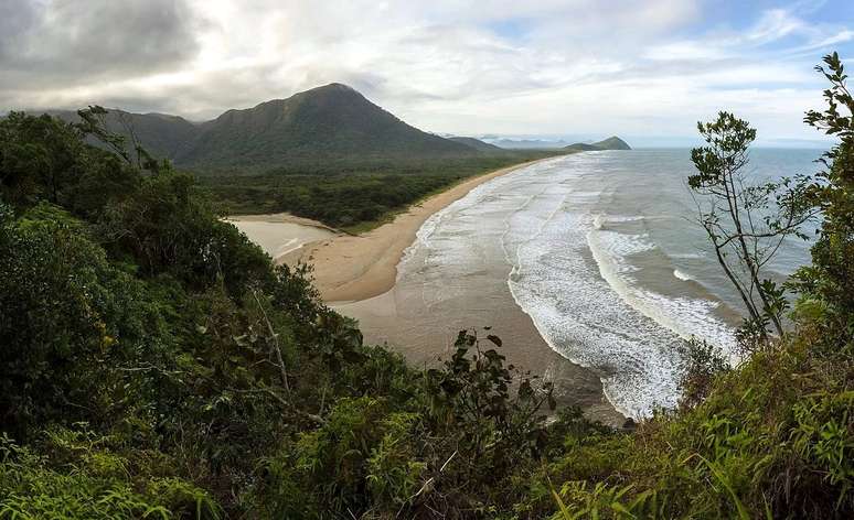 Vista da Trilha do Imperador, na Estação Ecológica Juréia-Itatins, em Peruíbe 
