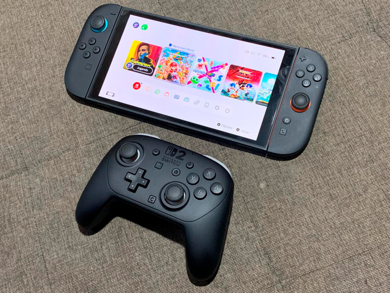 Controle Pro do Nintendo Switch 2 ao lado do videogame