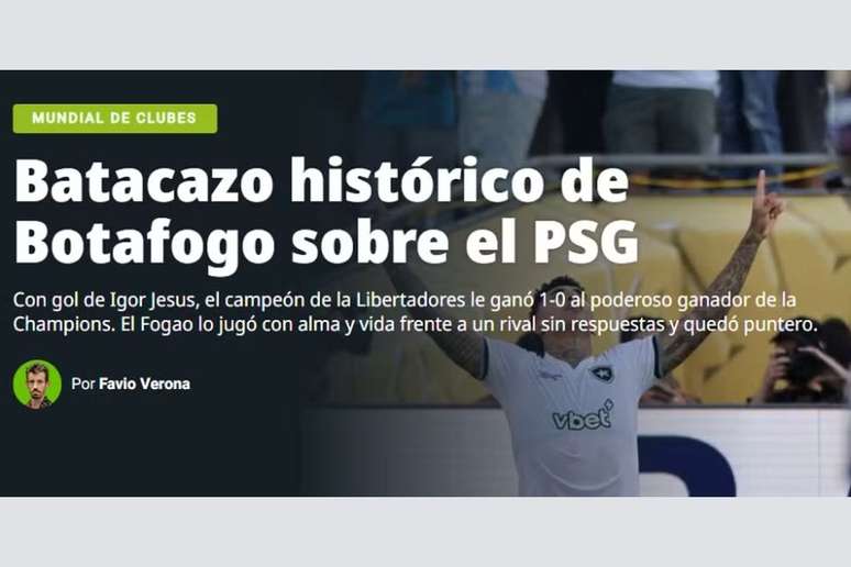 O argentino Olé estampou na manchete: “Batacazo histórico”, o que significa uma “porrada histórica”