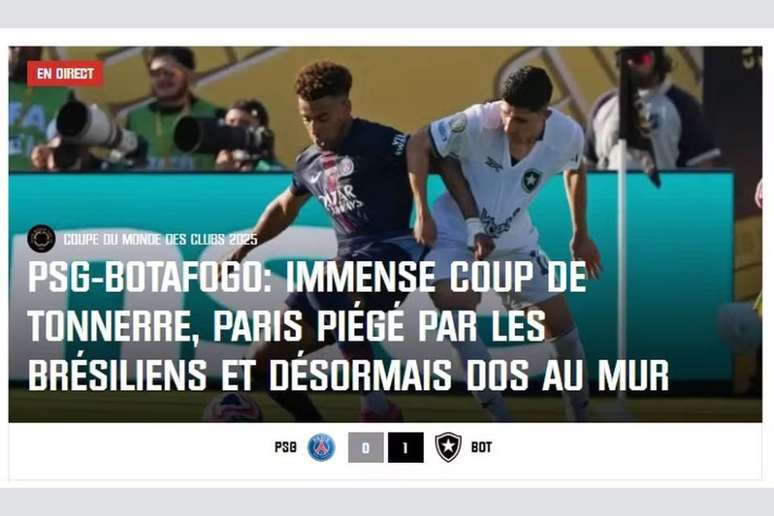 O RMC Sport afirmou: “Paris com as costas na parede”