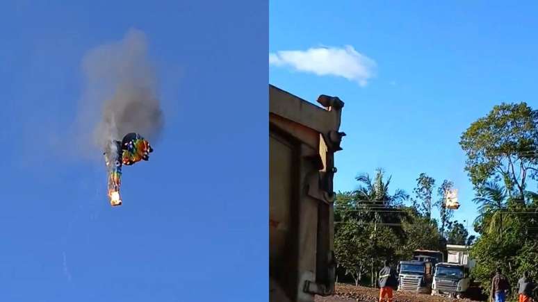 Balão pega fogo e cai durante passeio em Santa Catarina