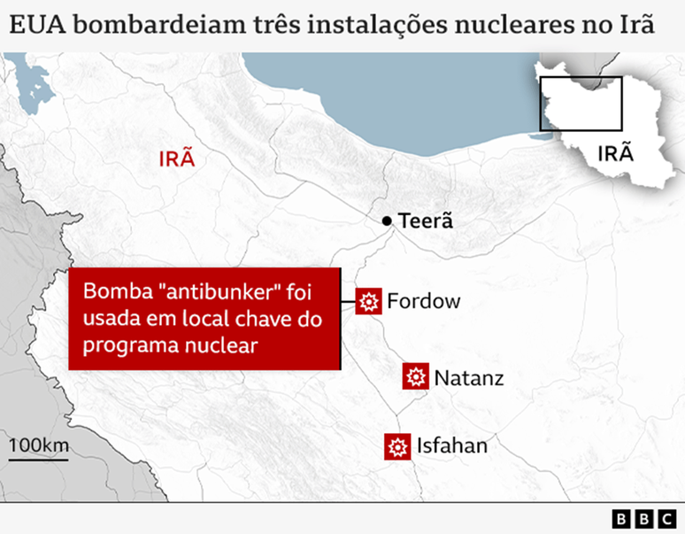 Mapa dos ataques dos EUA no Ir&atilde;