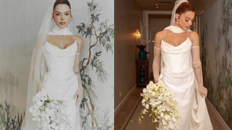 Giovanna Lancellotti se casa no Cristo Redentor e vestido dá o que falar