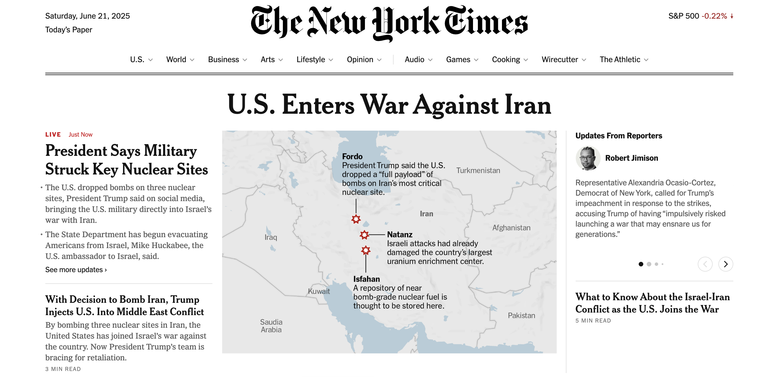 Capa do The New York Times