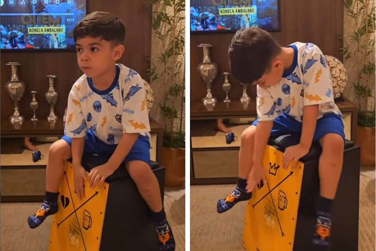 Léo, filho de Marília Mendonça, foi filmado pela avó tocando música da mãe no cajón