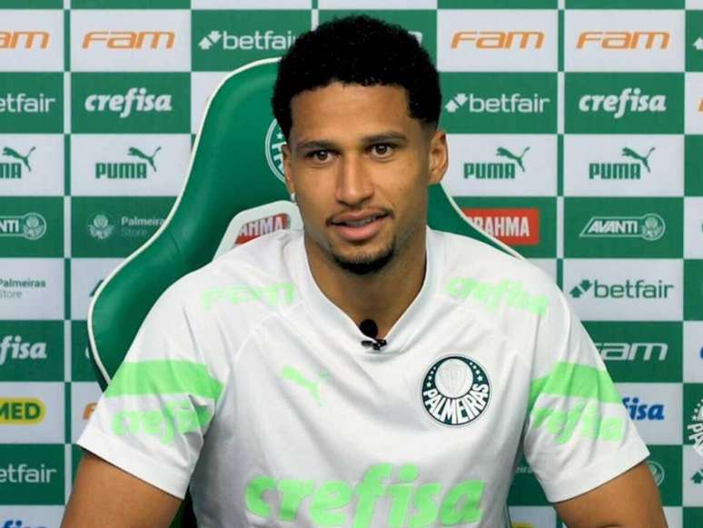 Murilo, defensor do Palmeiras, em coletiva de imprensa (Foto: Reprodução)