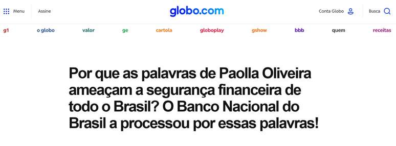Imagem de Paolla Oliveira é usada em golpe financeiro