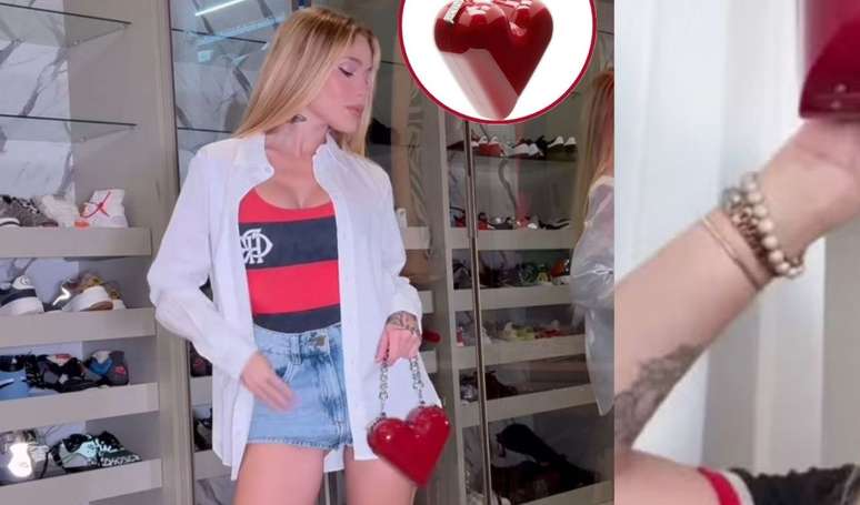 Namorada de Leo Pereira, Karoline Lima tem bolsa romântica de quase R$ 2 mil como amuleto na Copa do Mundo de Clubes. Detalhes!.