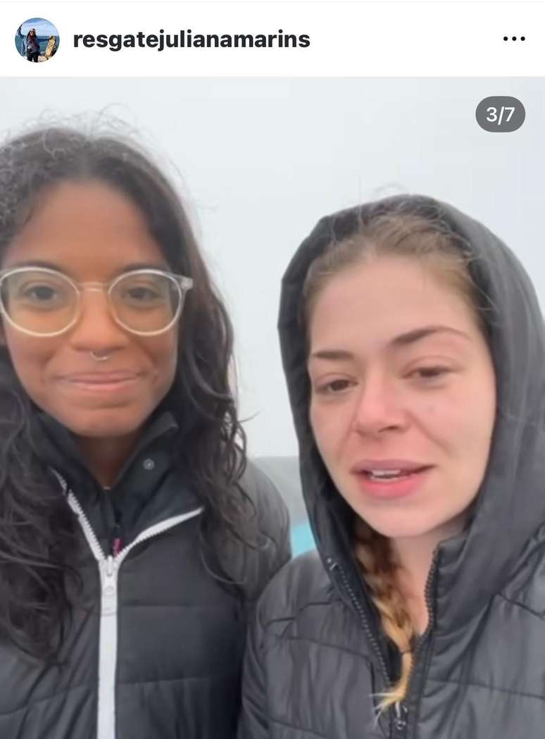 Imagens de Juliana durante a trilha no Instagram '@resgatejulianemarins'